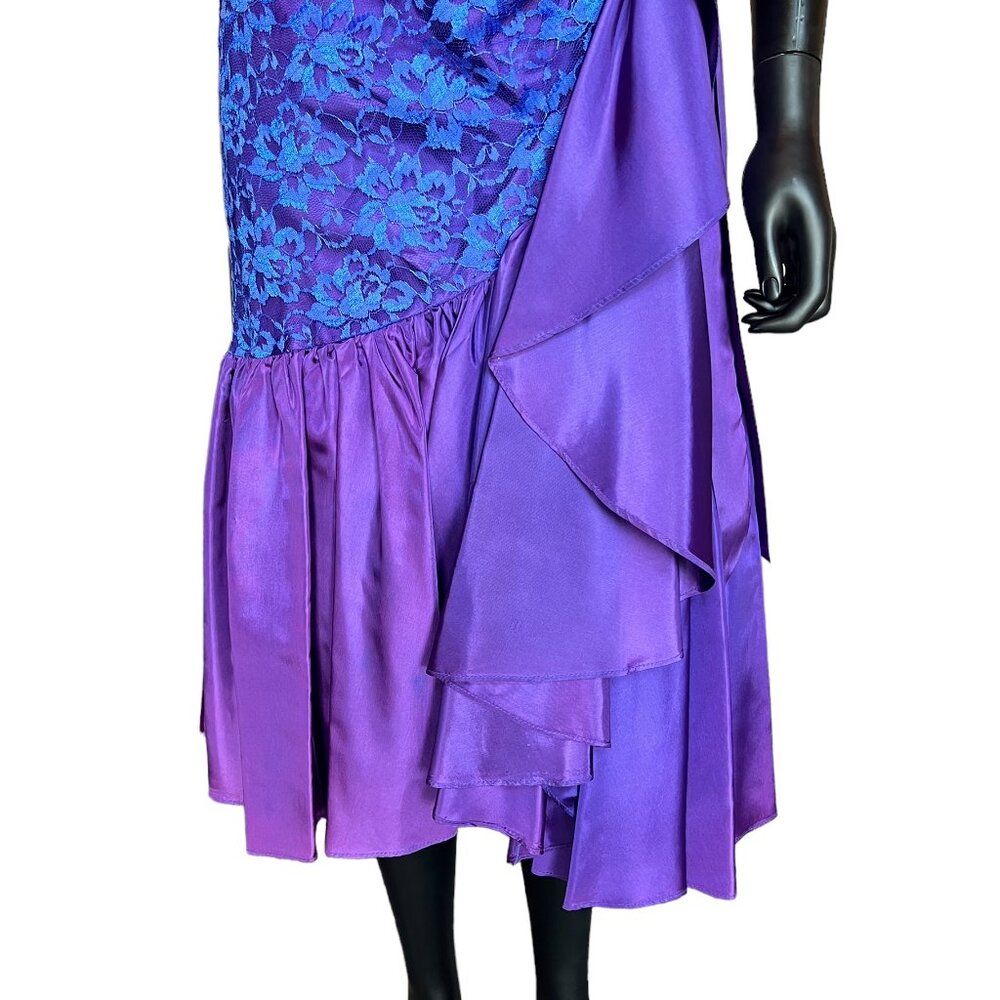 HOMECOMING - Vintage Purple Taffeta and Lace Party Dress - Picture 7 of 7